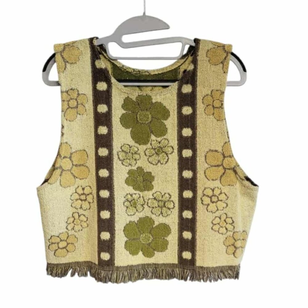 Vintage Crop Top Handsewn from 1970's Cannon Towels Upcycled Pullover Vest
